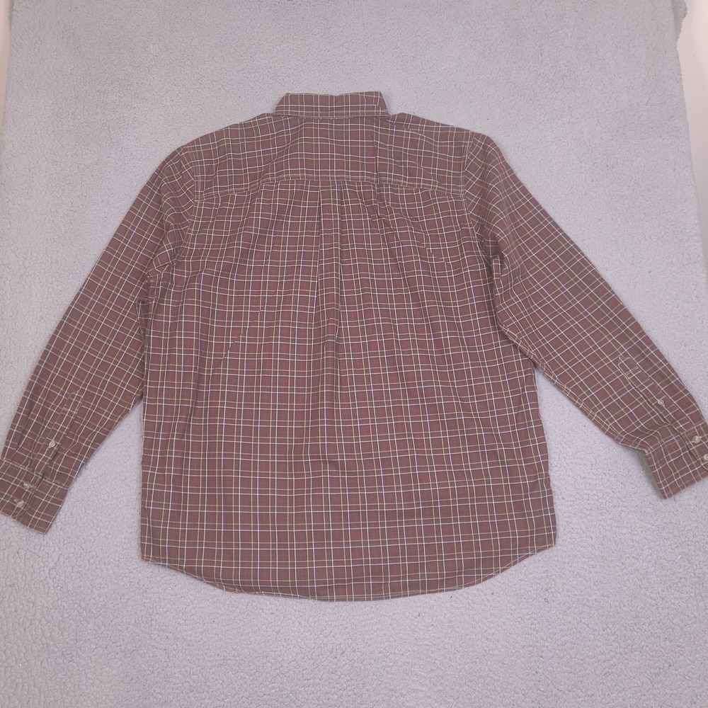 Eddie Bauer Mens Button‎ Down Shirt XLT Tall XL Brown Plaid Long Sleeve Cotton - Picture 8 of 13